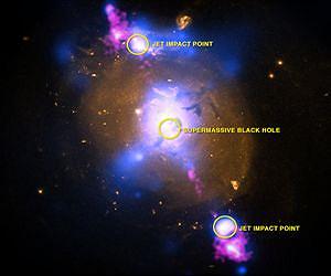 Black Hole Powered Jets Plow Into Galaxy