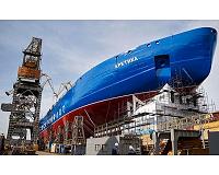 Russia floats out powerful nuclear icebreaker