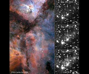 Astronomers Watch Delayed Broadcast of a Powerful Stellar Eruption