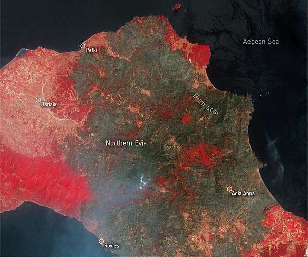 Wildfires ravage Greek island of Evia
