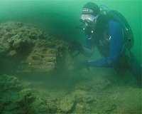 A Stone Age boat building site has been discovered underwater