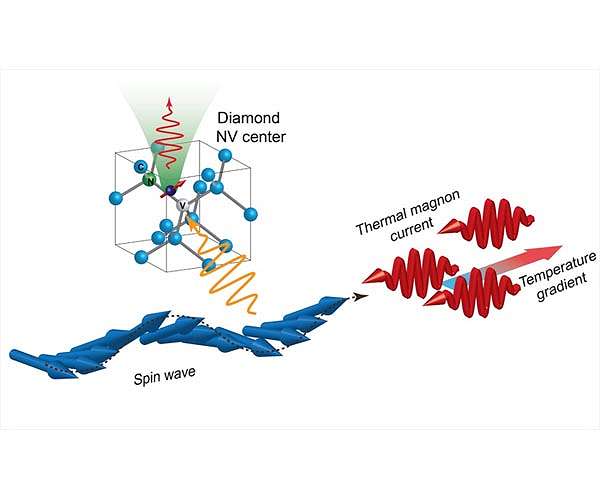 Diamond quantum sensor detects magnetic flow excited by heat