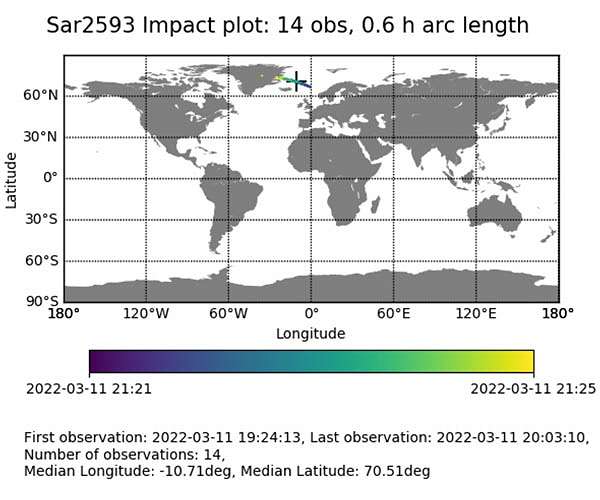 Fifth asteroid ever discovered before impact