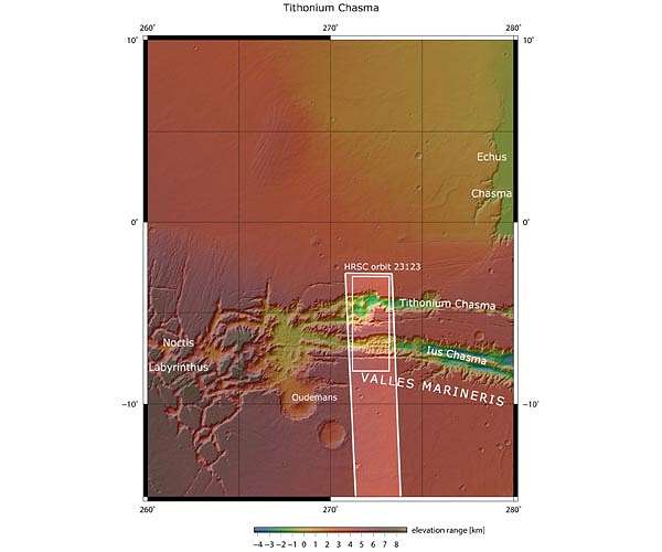 Mars Express peers into Mars' 'Grand Canyon'