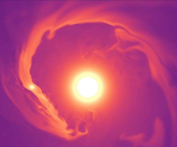 Astronomers observe giant tails of helium escaping Jupiter-like planet