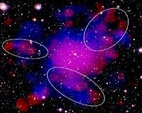 Cosmic filaments exposed near huge cluster