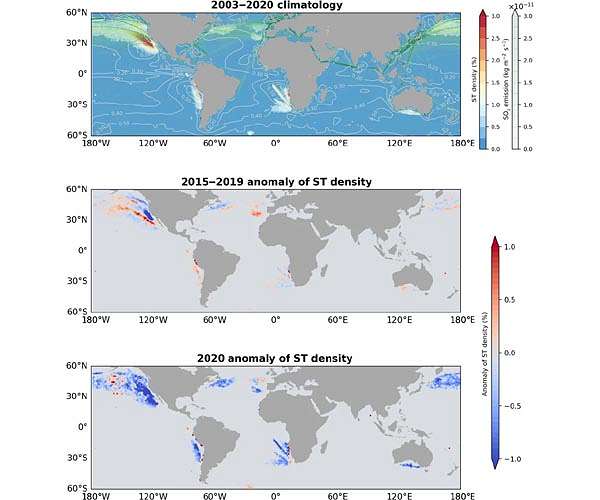 First global map of cargo ship pollution reveals effects of fuel regulations