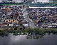 Behind the levees