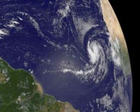 Atlantic Hurricane Fred hits major category three