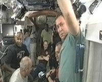 Shuttle Atlantis docks with space station