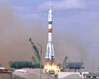 Space station crew blast off despite virus-hit build up