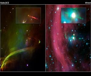 Spitzer Discovers Time-Delayed Jets Around Young Star