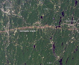 Landsat Satellite Images Compare Before and After Springfield Tornado