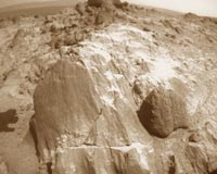 Opportunity Examining Odd Mars Rocks at Valley Overlook