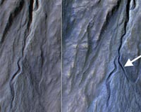 NASA Orbiter Finds New Gully Channel on Mars