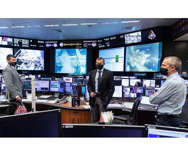 Mission control at work in Houston
