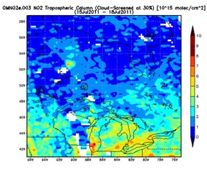 Aura Detects Pollution in the Great Lakes Region