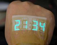 A stretchable stopwatch lights up human skin