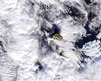 NASA's Terra Satellite Sees Alaskan Volcanic Eruption Wrapped in White